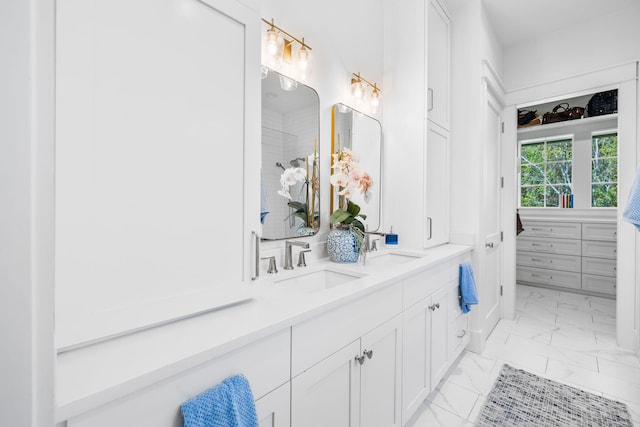 bathroom with vanity and tile patterned floors