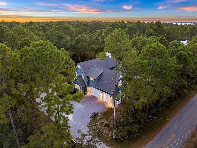 view of aerial view at dusk