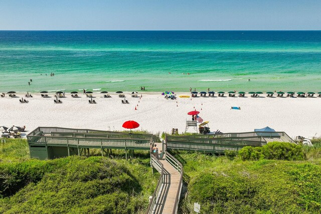 property view of water with a beach view