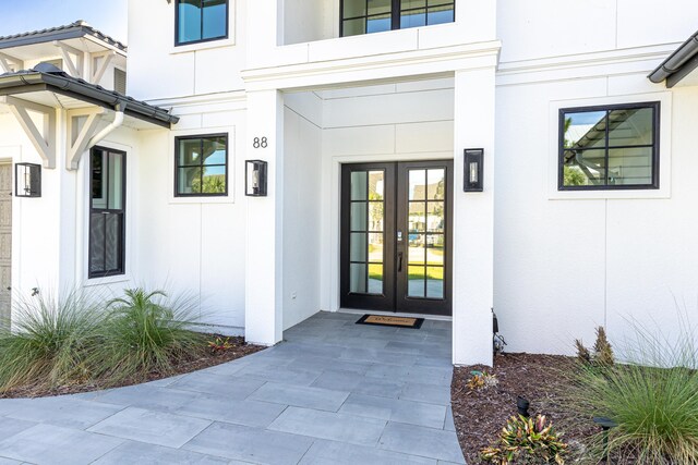 property entrance with french doors