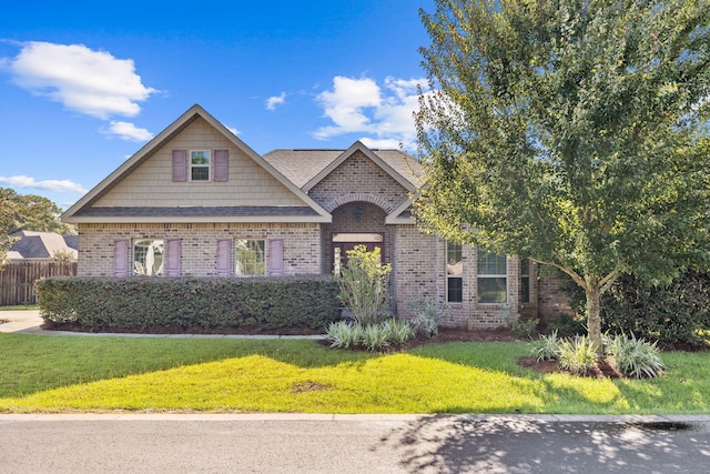 view of front of property with a front lawn