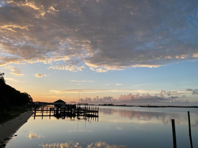 dock area featuring a water view