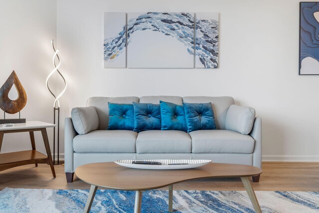 living room with hardwood / wood-style flooring