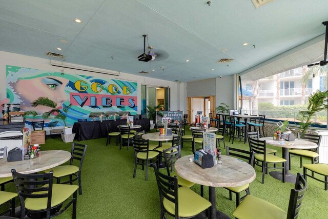 dining area featuring ceiling fan