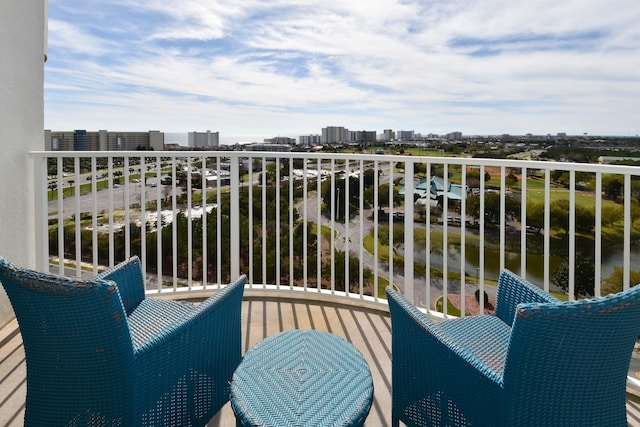 balcony with a view of city