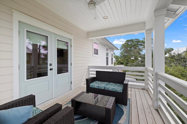 deck featuring french doors