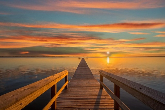 view of dock featuring a water view