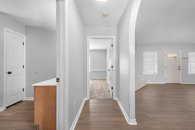 hall featuring wood-type flooring