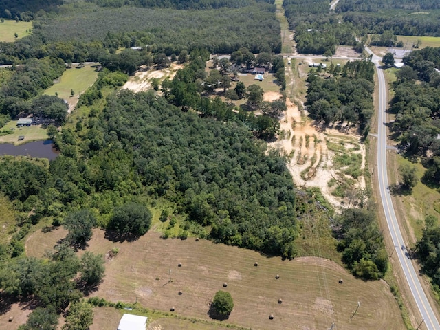 aerial view with a wooded view