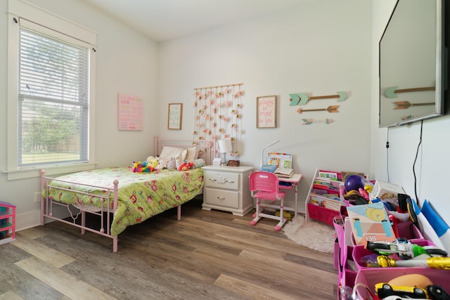 bedroom with hardwood / wood-style floors