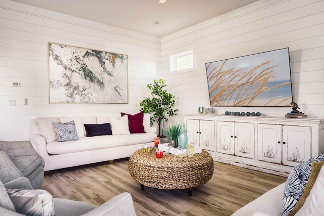 living area with wood finished floors