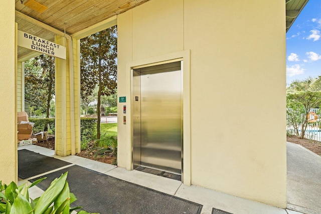 entrance to property with elevator