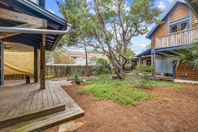 view of yard with a deck