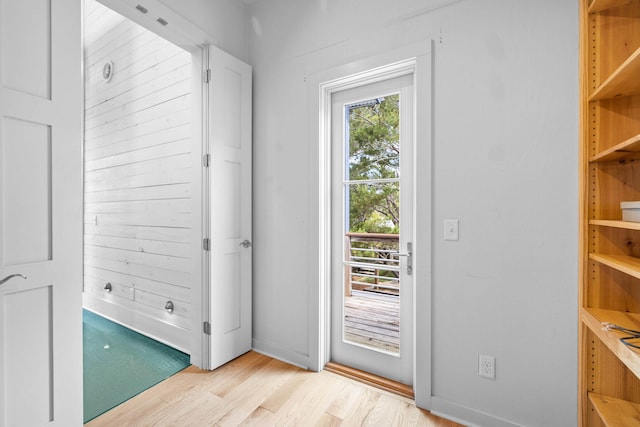 entryway with light wood-type flooring