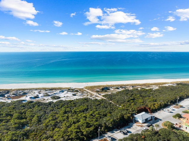 aerial view with a beach view and a water view