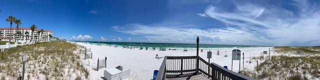 property view of water featuring a view of the beach