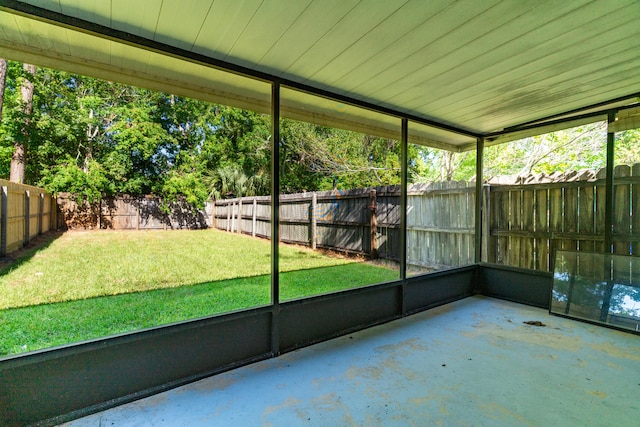 view of unfurnished sunroom