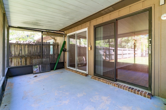 view of unfurnished sunroom