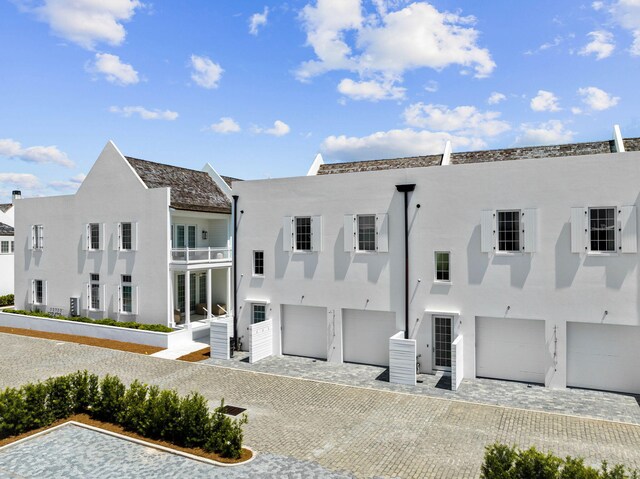 view of building exterior with a garage