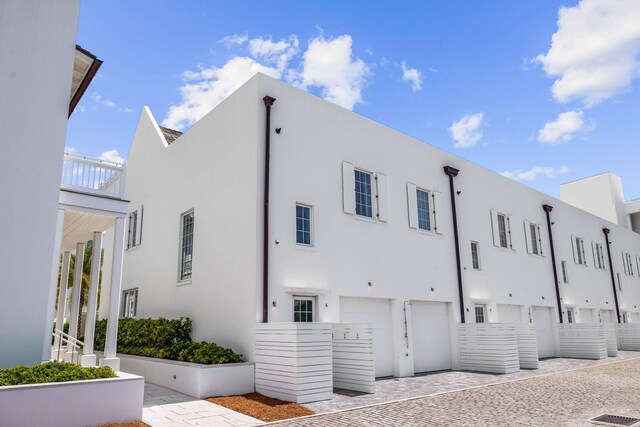 exterior space with a garage