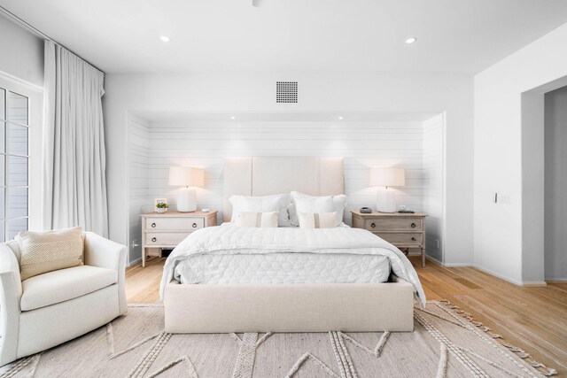 bedroom featuring light wood-type flooring