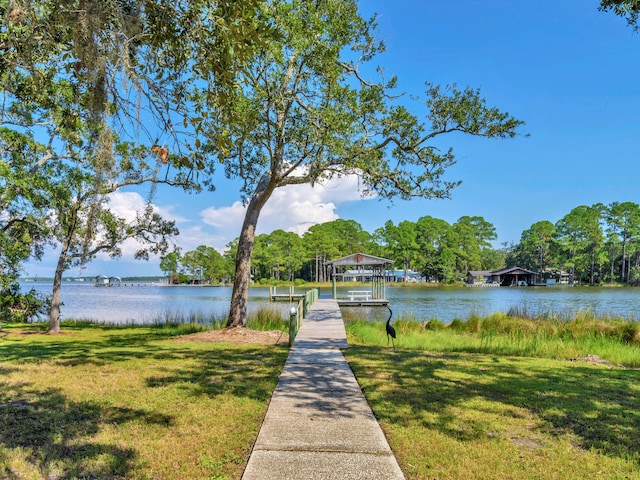 664 Woodland Bayou Dr, Santa Rosa Beach, FL 32459 - exterior space featuring a water view, a yard, and a gazebo