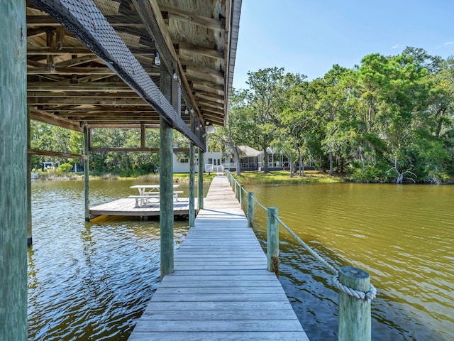 view of dock featuring a water view