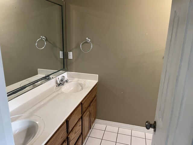 bathroom with tile patterned floors and vanity