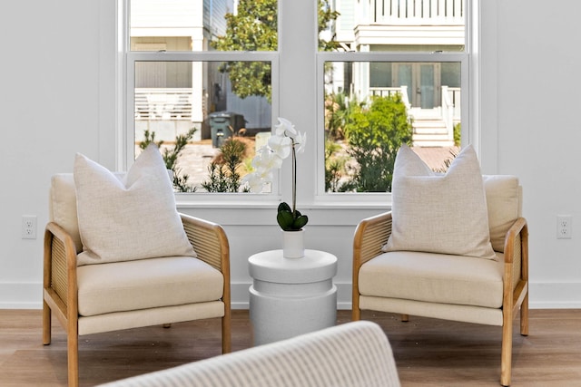 sitting room featuring hardwood / wood-style floors