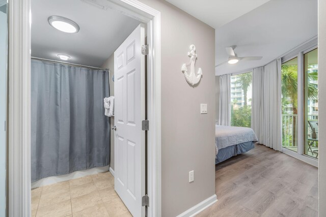 hall featuring light hardwood / wood-style floors