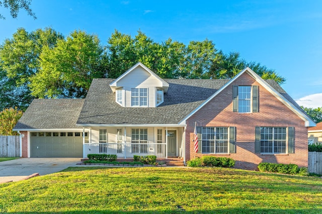 view of front of house with a front lawn and a porch