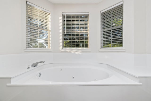 bathroom featuring a healthy amount of sunlight and a jetted tub