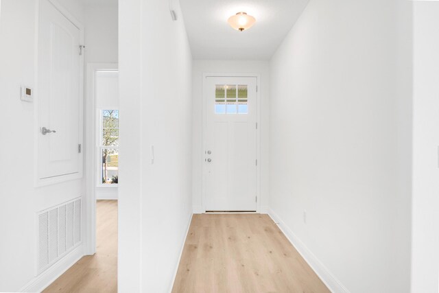 entryway with light hardwood / wood-style flooring