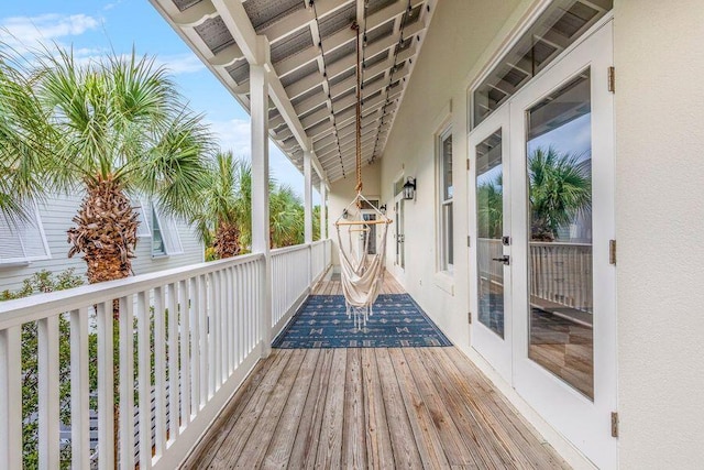 deck featuring french doors