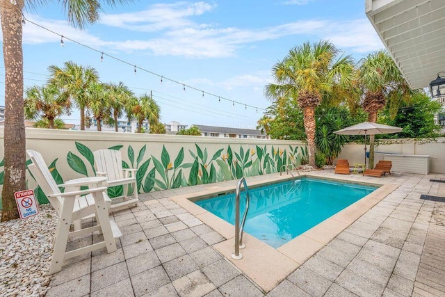 view of swimming pool featuring a patio