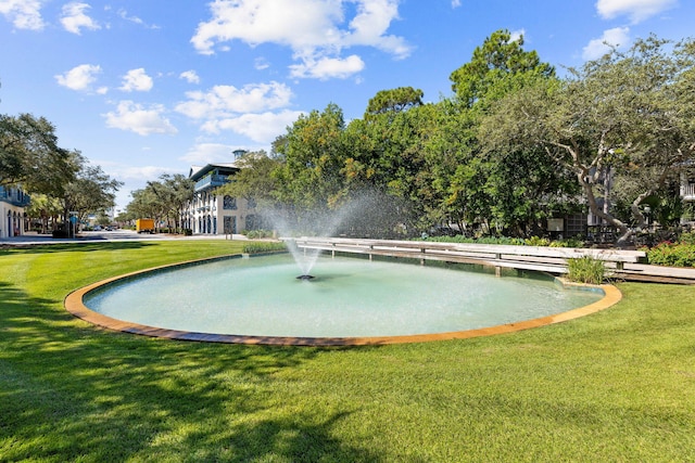 view of property's community featuring a yard