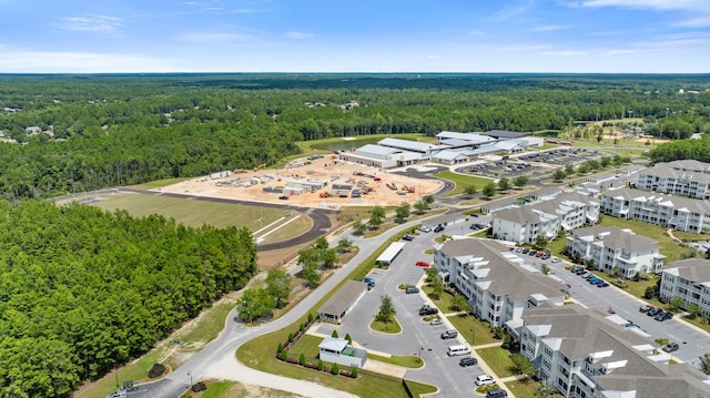 aerial view with a wooded view