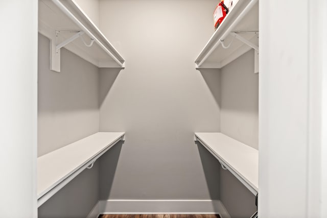 walk in closet featuring hardwood / wood-style flooring