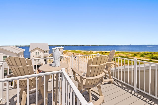 deck with a water view