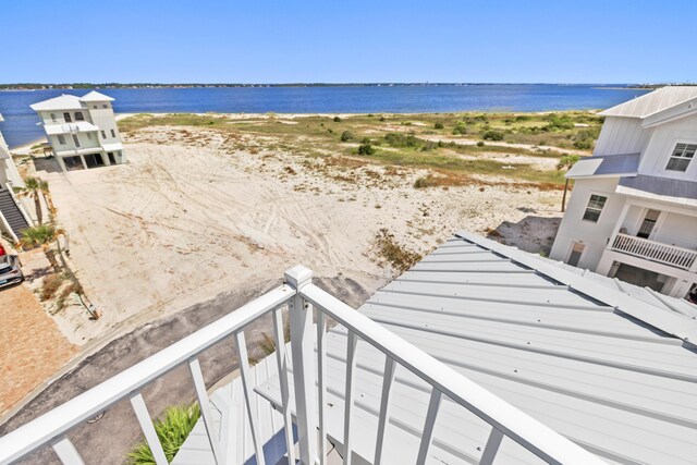 view of water feature featuring a beach view