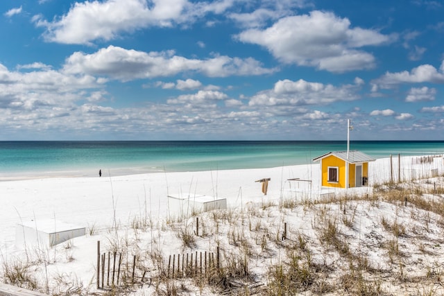 property view of water with a beach view