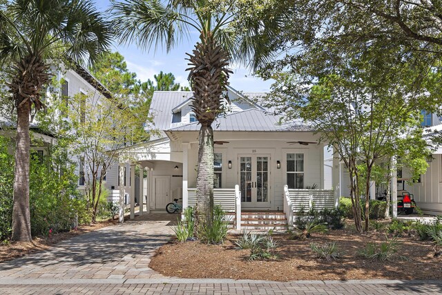 view of front of house featuring french doors