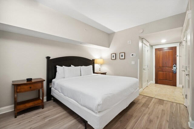 bedroom featuring light hardwood / wood-style flooring