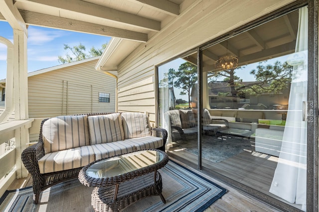 exterior space featuring outdoor lounge area