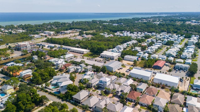 aerial view with a residential view and a water view