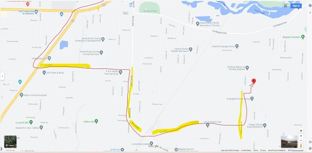 6324 Firefly Dr, Milton, FL 32583 - map / location featuring property parcel outlined
