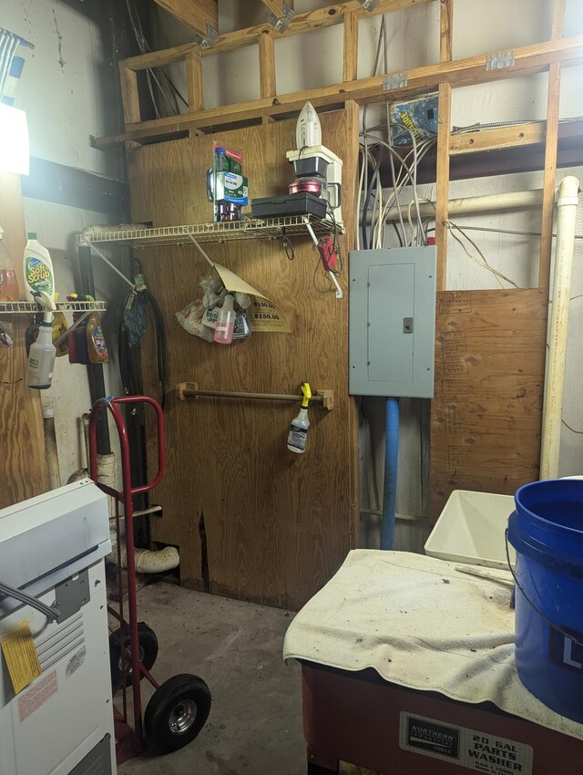 storage room featuring electric panel