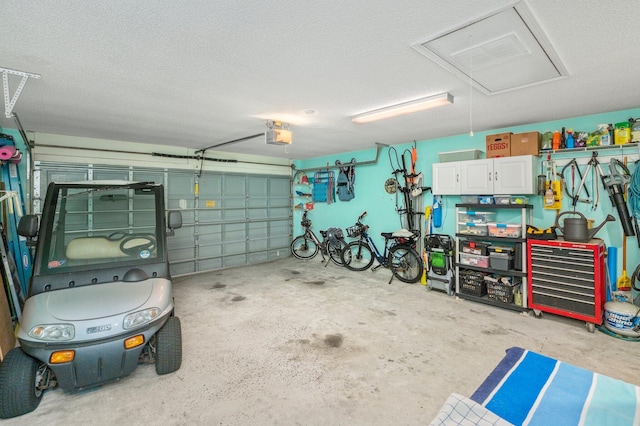 garage with a garage door opener