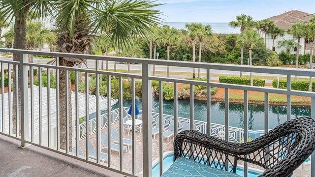 balcony with a water view