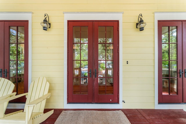 doorway to property featuring french doors